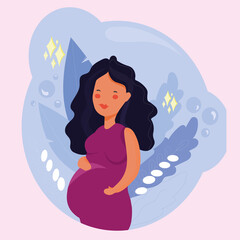 Illustrarion of pregnant woman with flowers