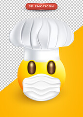 3d emoji with chef hat and wearing a mask