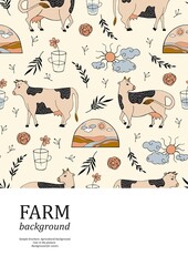Sample brochure. Agricultural background. Cows in the pasture.