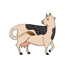 Cow silhouette made of multi-colored segments. Farm illustration.