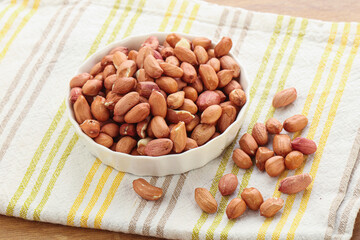 Raw peanut heap in the bowl