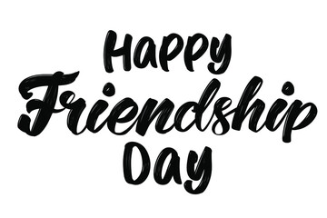 happy friendship day text on the on white background. friendship day, greeting card hand drawn vector illustration sketch. Calligraphy lettering