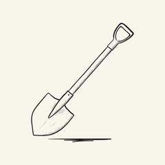 Shovel. Hand drawn vector illustration
