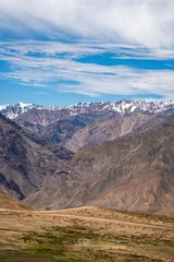 Fotobehang Himalaya nature scenic landscape of cold desert with snow capped mountains or peaks of high and incredible himalayas at kibber wildlife sanctuary kaza spiti valley himachal pradesh india
