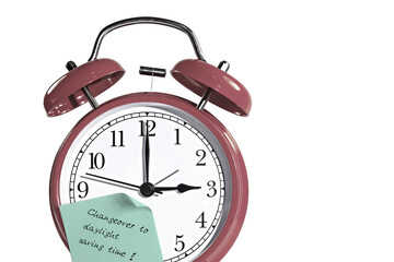 Wecker mit Klebezettel und der Notiz 