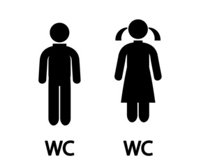 Women's and men's toilet icon. Signboard symbol. Vector illustration.