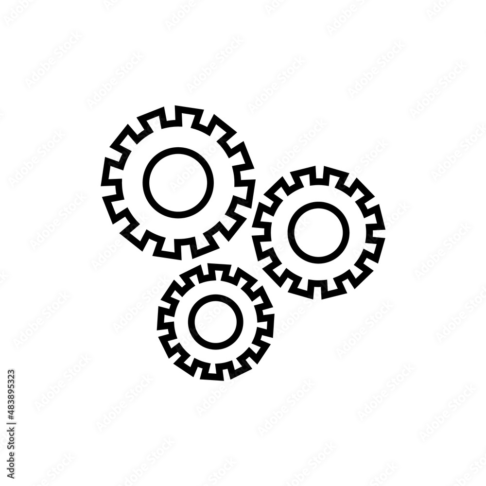 Wall mural Gears line icon, vector outline logo isolated on white background