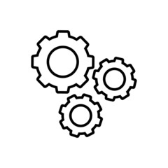 Gears line icon, vector outline logo isolated on white background