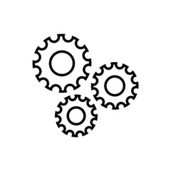 Gears line icon, vector outline logo isolated on white background