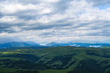 Fototapeta premium View of the mountains and the Bermamyt plateau in the Karachay-Cherkess Republic, Russia.