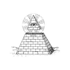 Eye of Providence and Pyramid, vector illustration