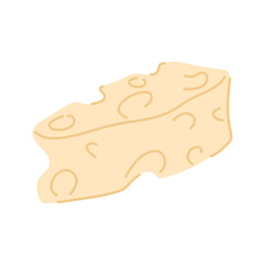Appetizing organic cheese triangle piece with holes isometric vector doodle illustration. Fresh dairy tasty product triangular portion ingredient for cooking food isolated. Homemade eco farm product