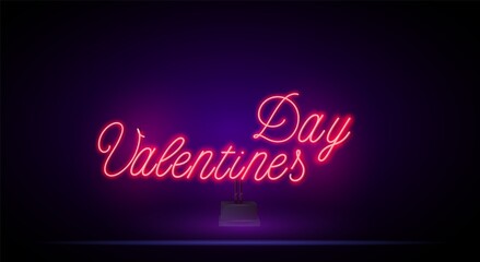 valentine's day. 3rd neon sign. Realistic neon sign. Love Day banner, logo, emblem and label. Happy Valentines Day text. Vector neon sign. Valentine's card.