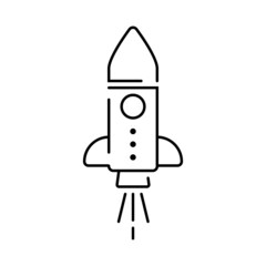 Space ship rocket line icon isolated. Startup vector symbol