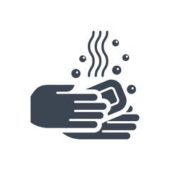 Hand Washing related vector glyph icon. Hands wash with soap pouring water. Hand Washing sign. Isolated on white background. Editable vector illustration