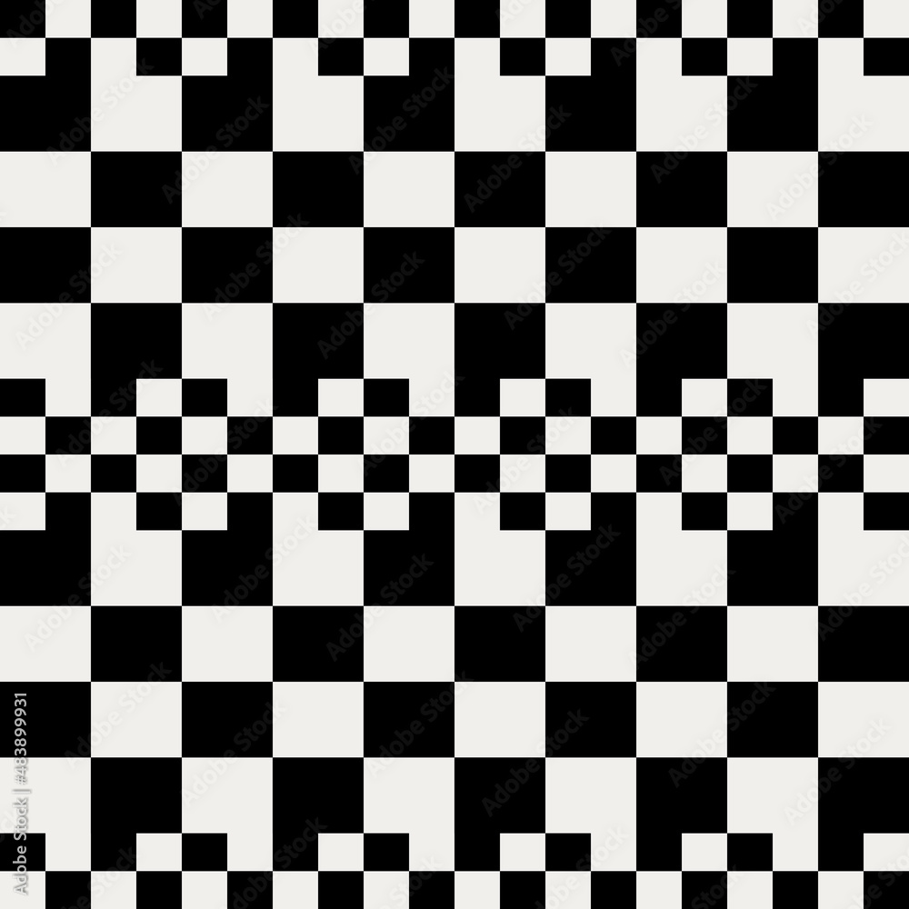 Poster Different rectangles and squares ornament. Chess squares rectangles. Big and small squares pattern checkerboard.