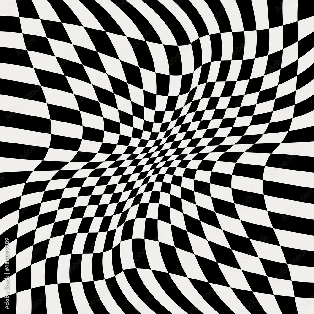 Poster Seamless convex or concave wavy race flag pattern. Vector pattern squares.