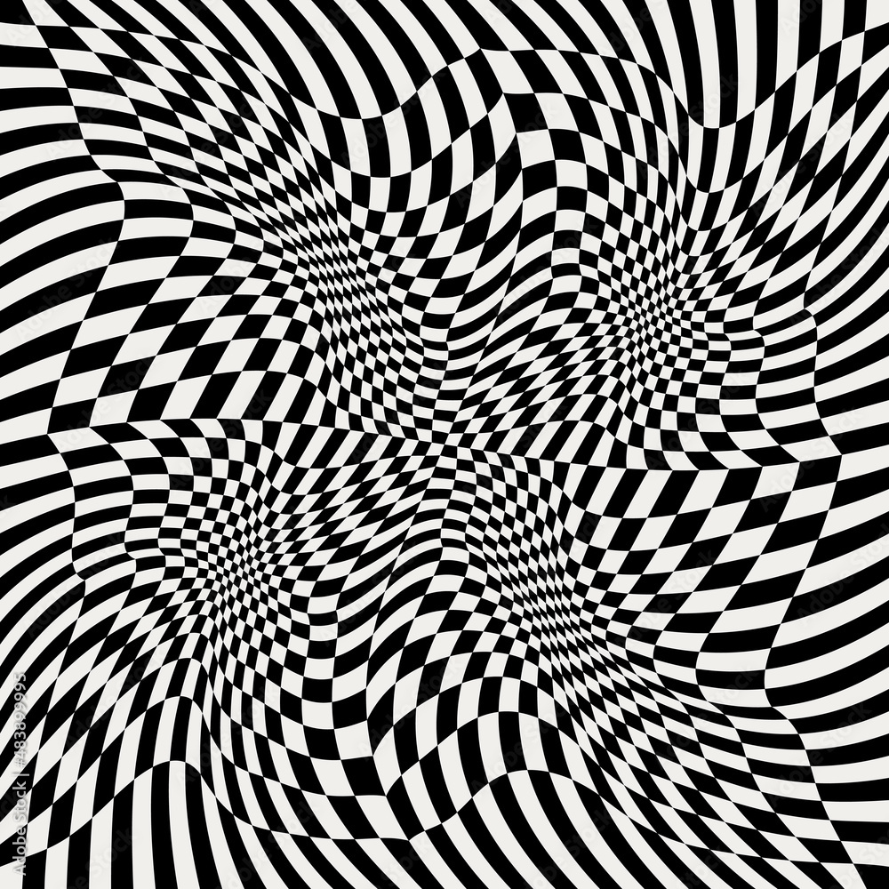 Poster Wavy vector pattern. Black white squares. Racing simple canvas.