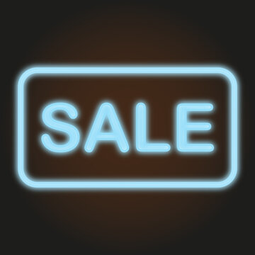 Sale sign with neon effect, luminous sign