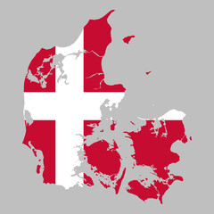 Denmark flag inside the Danish map borders vector illustration 