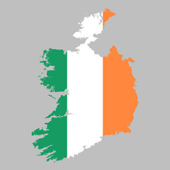 Ireland flag inside the Irish map borders vector illustration 
