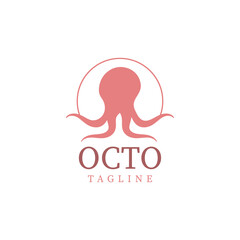 Octopus animal logo design template vector isolated illustration