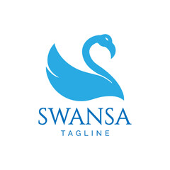 Swan animal logo design template vector isolated illustration