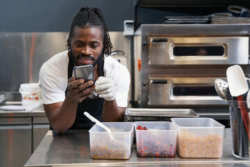 Chef resting after work in the kitchen