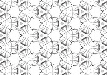 Abstract black and white seamless pattern, an element of gradient lines. The ornament consists of the intersection of arc-shaped lines. Imitates floral and floral patterns.