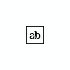 AB Square Framed Letter Logo Design Vector with Black and White Colors.