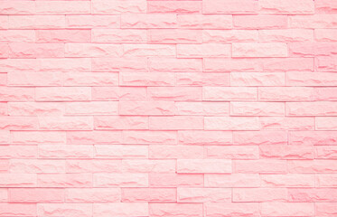 Pastel pink and white brick wall texture background. Brickwork pattern stonework flooring interior decoration.