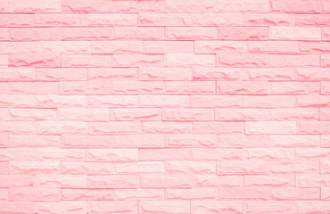 Obraz premium Pastel pink and white brick wall texture background. Brickwork pattern stonework flooring interior decoration.