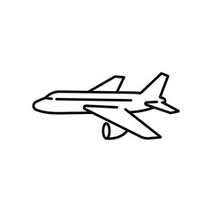 Fototapeta na wymiar Airplane thin icon vector isolated on white, sign and symbol illustration.