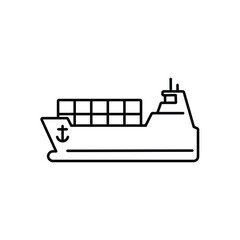 Ship thin icon vector isolated on white, sign and symbol illustration.
