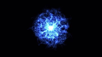 Energy Burst of Hot Blue Fire flame Waves fire circle looping expansion on Alpha Channel Transparent Background