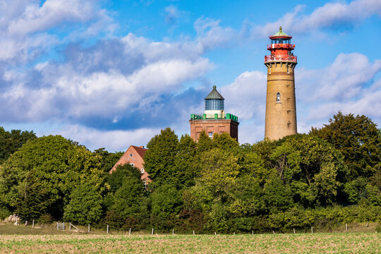 Germany, Mecklenburg-Vorpommern, Putgarten, Trees in front of Cape Arkona Lighthouses
