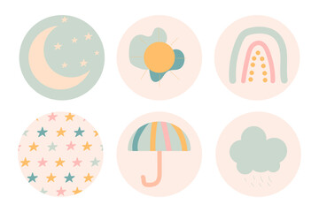 Highlight. Set of 6 covers for trending Instagram stories