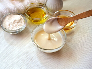 Homemade beauty face mask. Close-up