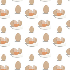 Obraz na płótnie Canvas seamless pattern of chicken eggs, whole and broken