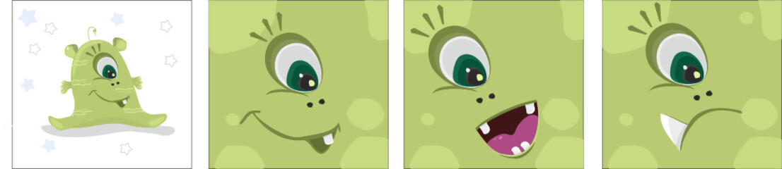 
monsters, cartoon, isolated, children's characters, monsters, horror, funny monsters, flat, eyes, smile, fairy tale, fiction, children's, cartoon