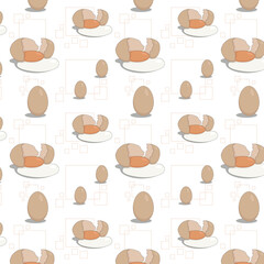 Fototapeta na wymiar seamless pattern of chicken eggs, on a background of squares