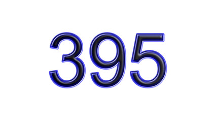 blue 395 number 3d effect white background
