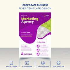 Modern digital marketing business a4 print ready flyer, corporate flyer, poster, brochure, magazine, leaflet template, creative professional business vector flier template design