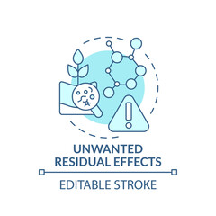 Unwanted residual effects turquoise concept icon. Gmo disadvantages abstract idea thin line illustration. Isolated outline drawing. Editable stroke. Arial, Myriad Pro-Bold fonts used