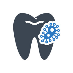 Dental Bacteria Glyph Related Vector Icon. Dental Bacteria Sign. Isolated on White Background