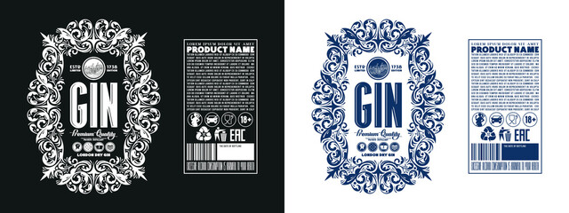 Template decorative label for gin