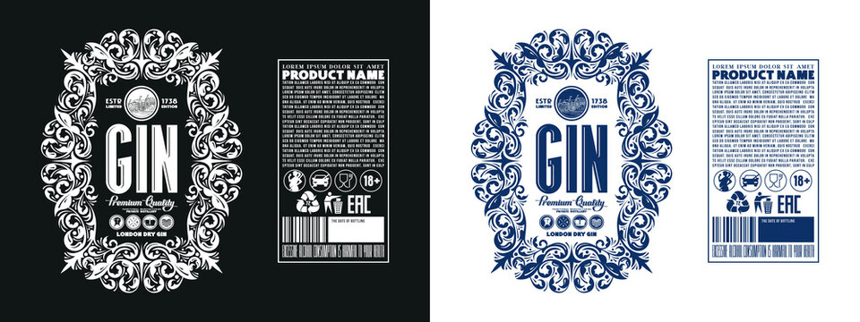 Template decorative label for gin