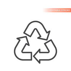 Recycled arrows line vector icon. Recycle outlined cycle symbol.