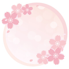 桜の淡いフレーム　円形　Cherry blossoms frame