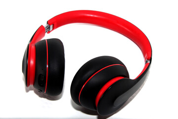 Big cool red headphones. Isolation on white.
